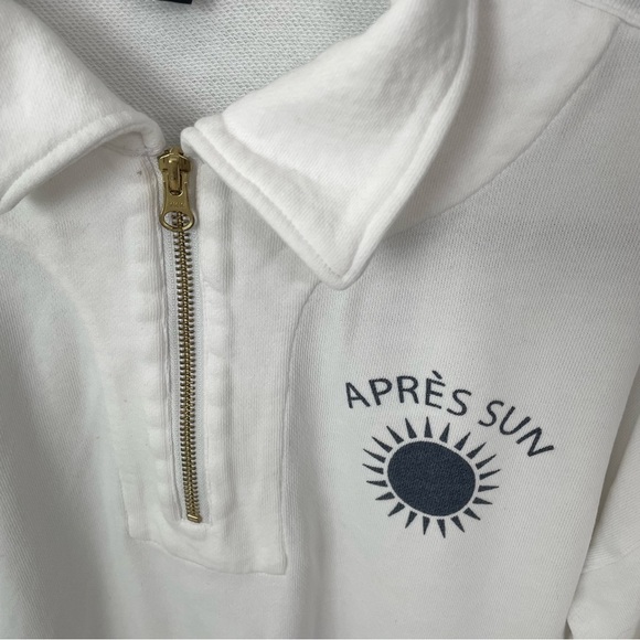 J. Crew Après Sun Half-Zip Graphic White Sweatshirt Size Small 100% Cotton. 20 - Picture 5 of 9
